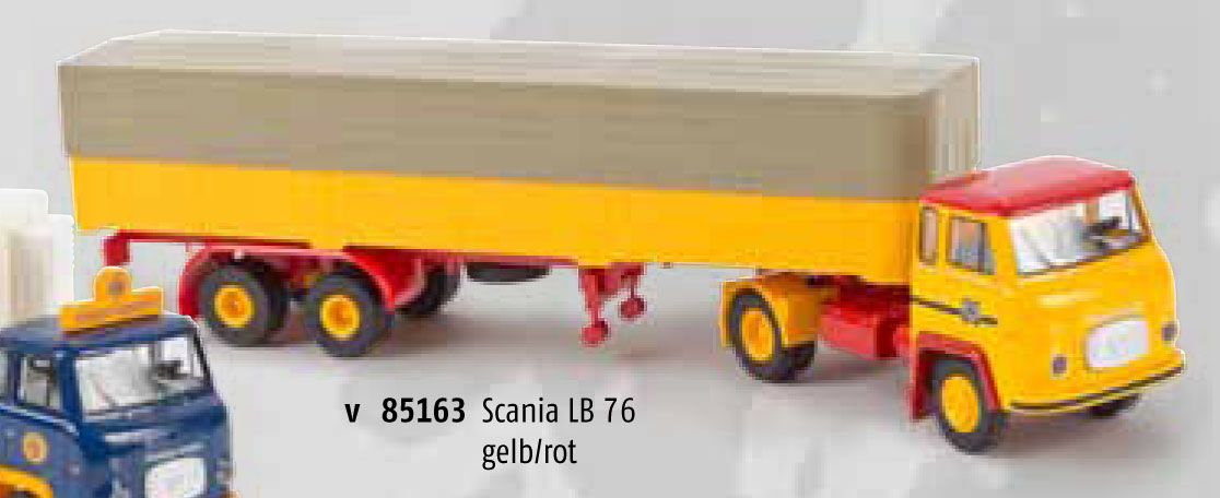 lagerScania LB76 gul/röd, Brekina bilar