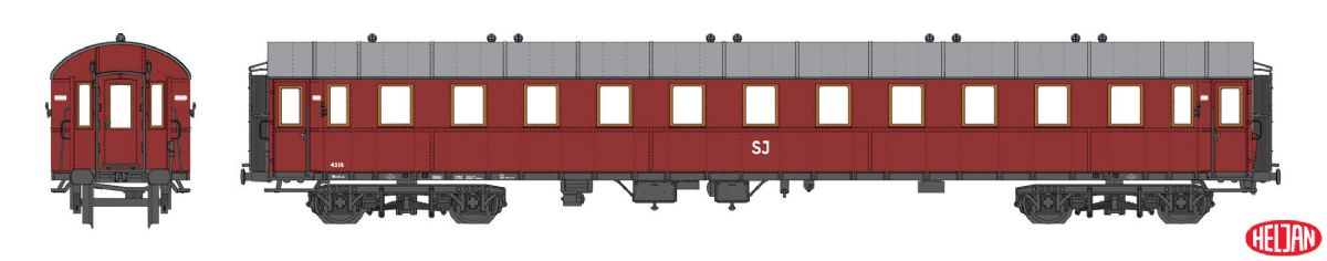 lagerPersonvagn SJ Bo8d 4218, Heljan Lok