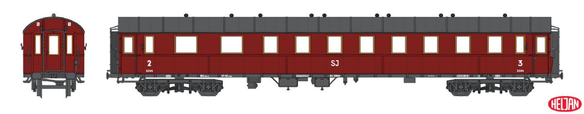 lagerPersonvagn SJ BCo11b 3384, Heljan Lok