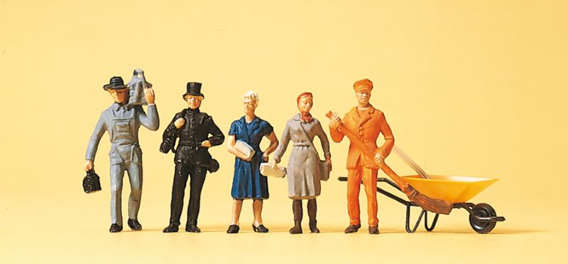 lager5st figurer + skottkärra, Preiser