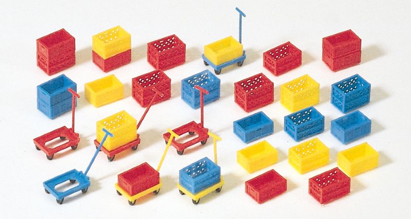 lagerxKärror och plastboxar, Preiser