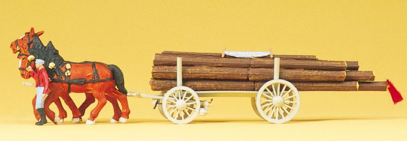 lagerHäst och lastad vagn, Preiser