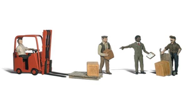 lagerHO Workers W/Forklift, Woodland Scenics